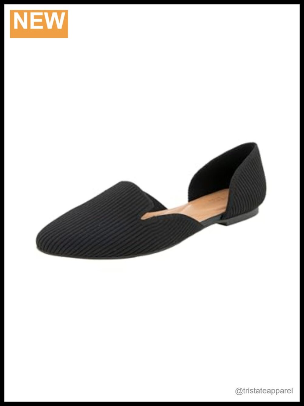 Knit Ballet Flat Pointed Toe Pull-On Synthetic Rubber Sole